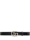 GUCCI LEATHER BELT WITH DOUBLE G BUCKLE