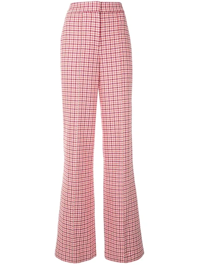 Adam Lippes Houndstooth Wide-leg Trousers In Pink
