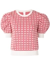 ADAM LIPPES HOUNDSTOOTH JACQUARD KNIT TOP