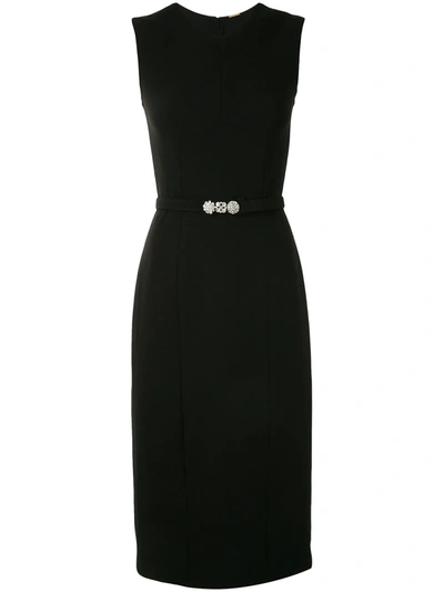 Adam Lippes Crystal Belt Wool Dress In Black