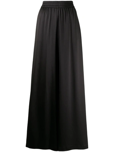 Adam Lippes Silk Charmeuse Palazzo Trousers In Black