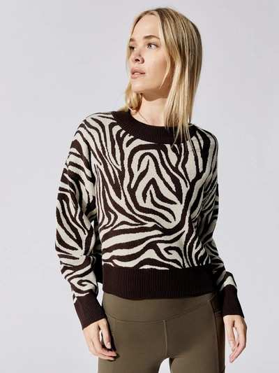 Carbon38 Zebra Jacquard Sweater - Brown - Size Xs