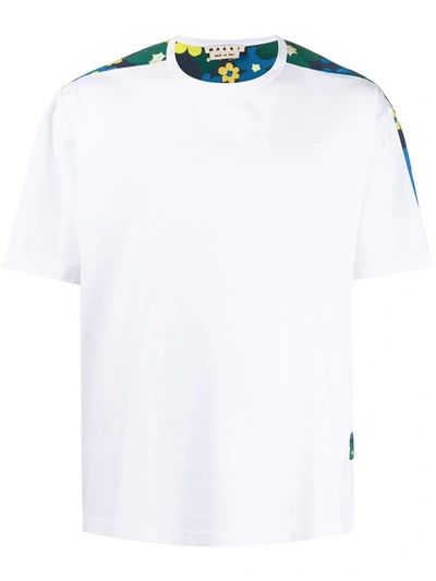 Marni Back-floral Print Cotton T-shirt In White