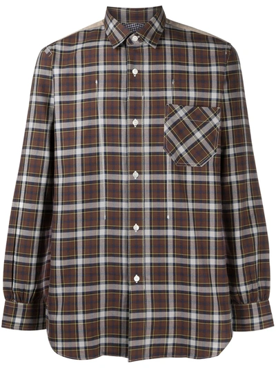 Junya Watanabe Panelled Check Shirt In Brown