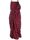 COMME DES GARÇONS RUCHED ASYMMETRIC TARTAN DRESS