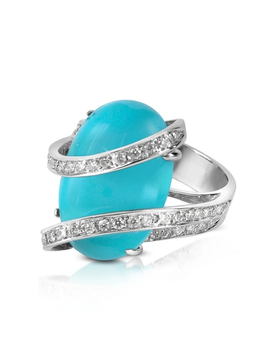 Del Gatto Rings Turquoise Diamond Channel 18k Gold Ring