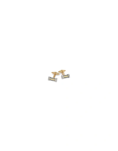 Forzieri Cufflinks Di Fulco Line Gold And Stainless Steel Cufflinks In Silver