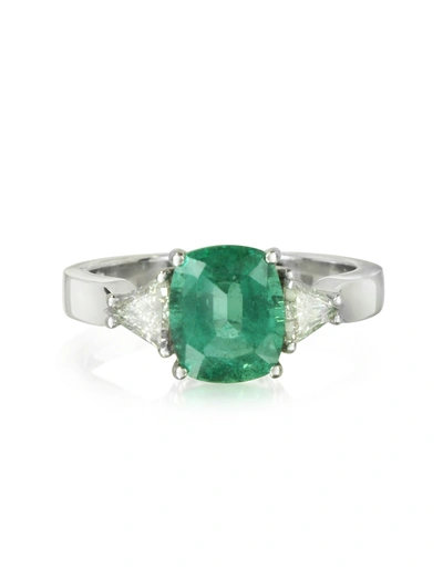 Forzieri Rings Emerald And Diamond White Gold Ring In Vert