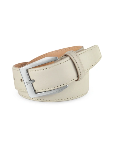 Pakerson Designer Men's Belts Men's White Hand Painted Italian Leather Belt In Blanc