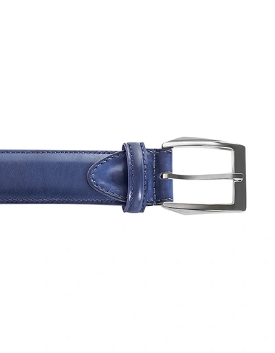 Pakerson Designer Men's Belts Calci Blue Handmade Italian Leather Belt In Bleu