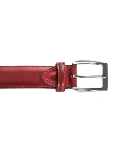 Pakerson Designer Men's Belts Calci Burgundy Handmade Italian Leather Belt In Rouge