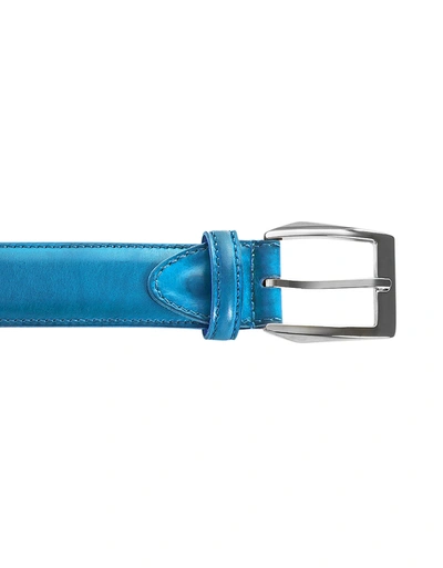 Pakerson Designer Men's Belts Calci Sky Blue Handmade Italian Leather Belt In Bleu
