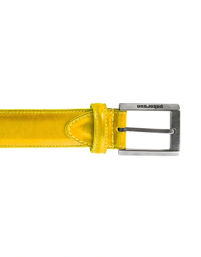 Pakerson Designer Men's Belts Volterra Yellow Handmade Italian Leather Belt In Jaune