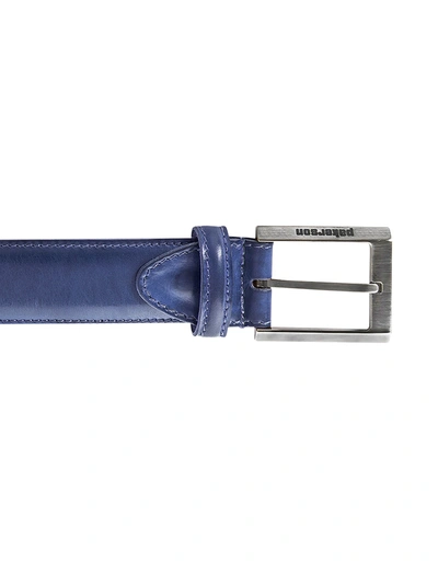 Pakerson Designer Men's Belts Volterra Navy Blue Handmade Italian Leather Belt In Bleu