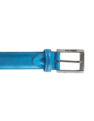 Pakerson Designer Men's Belts Volterra Sky Blue Handmade Italian Leather Belt In Bleu