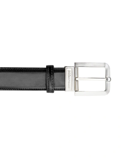 Pakerson Designer Men's Belts Fiesole Black Italian Leather Belt W/ Silver Buckle In Noir