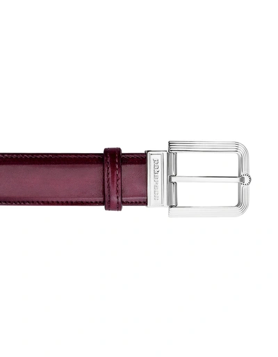 Pakerson Designer Men's Belts Fiesole Wine Red Italian Leather Belt W/ Silver Buckle In Rouge