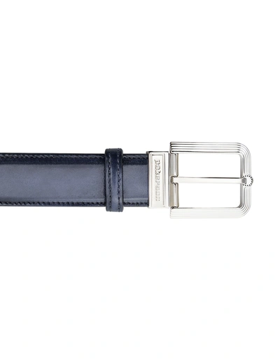 Pakerson Designer Men's Belts Fiesole Stone Italian Leather Belt W/ Silver Buckle In Gris