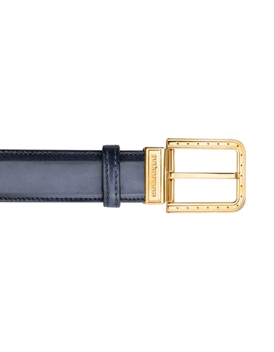 Pakerson Designer Men's Belts Ripa Stone Italian Leather Belt W/ Gold Buckle In Gris