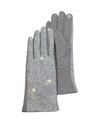 JULIA COCCO' WOMEN'S GLOVES PEARL GRAY FLORAL EMBROIDERED TOUCHSCREEN WOMEN'S GLOVES