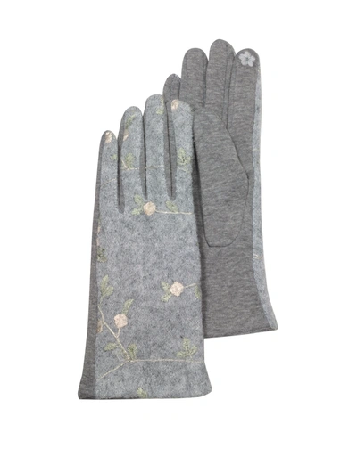 Julia Cocco' Women's Gloves Pearl Gray Floral Embroidered Touchscreen Women's Gloves