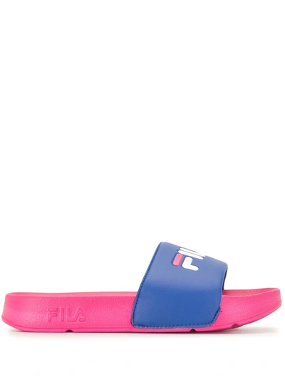 Fila Logo Colour Block Slides In Pink
