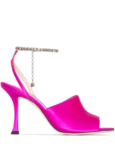 Jimmy Choo Sae 90mm Crystal-embellished Sandals In Pink