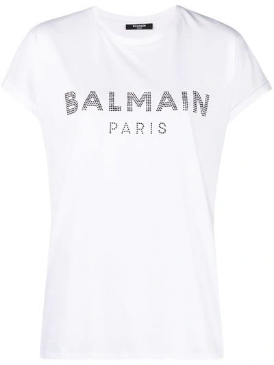 Balmain Logo Print T-shirt In White