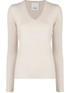 Allude V-neck Cashmere Jumper In Neutrals