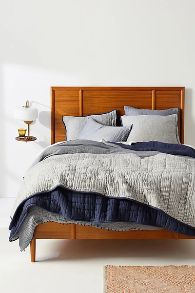 Anthropologie Reversible Airy Gauze Quilt By  In Blue Size Kg Top/bed In Blue