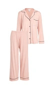Eberjey Gisele Classic Pyjama Set Set In Rose Tan/black