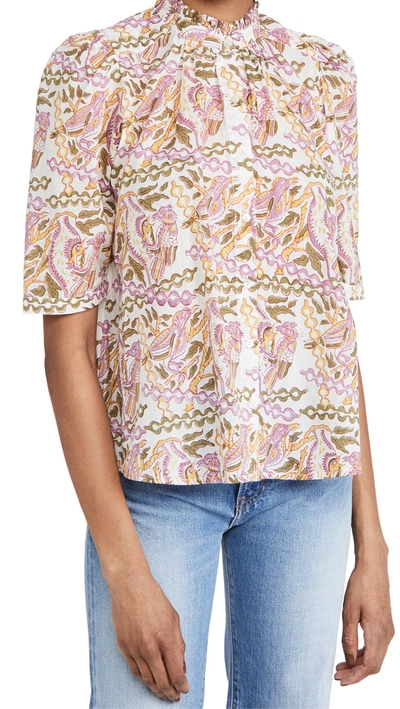 Alix Of Bohemia Winnie Free Bird Short Sleeve Blouse In Print