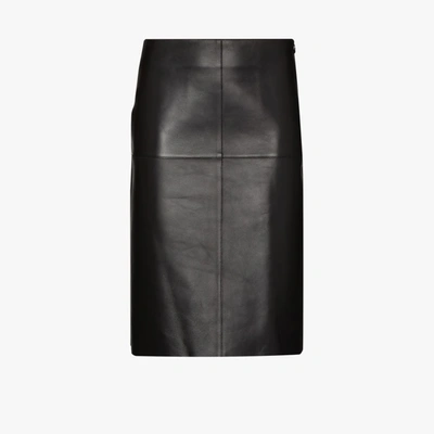 Totême Leather Midi Skirt In Black