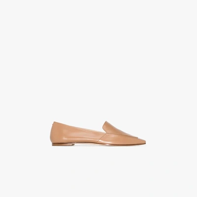 Aeyde Aurora Flat Leather Loafers In Beige