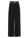 Moschino Cropped Chain-trimmed Stretch-crepe Wide-leg Pants In Black