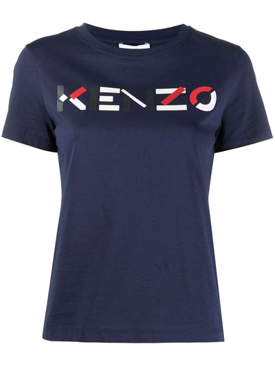 Kenzo T-shirt With Logo Print In Blue,red,pink