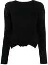Stella Mccartney Rib Wool Blend Crop Sweater In Black