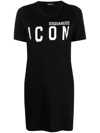 Dsquared2 Icon Printed T-shirt Dress In Black