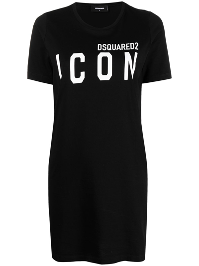 Dsquared2 Icon Renny Cotton Jersey Mini Dress In Black