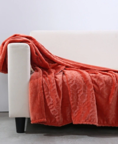 Berkshire Blanket & Home Co. Garden Damask Velvety Plush Throw In Tandoori Spice