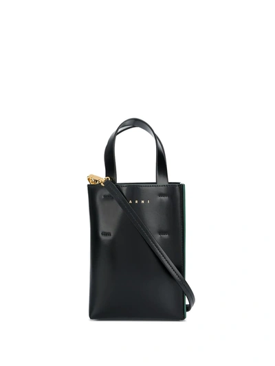 Marni Micro Logo Tote In Black