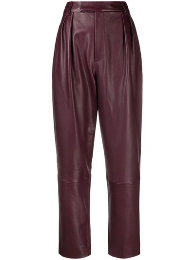 Khaite Leather Tapered Trousers In Red