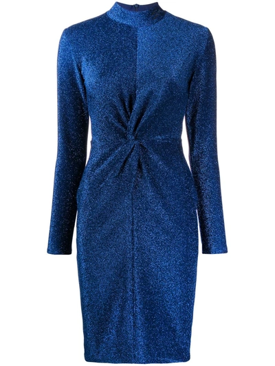 Karl Lagerfeld Sparkle Effect Ruched Detail Dress In Blue