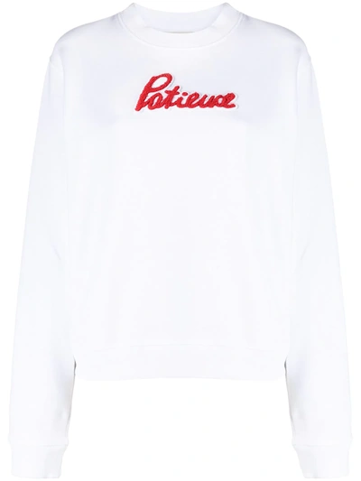 Odeeh Patience Embroidery Cotton Sweatshirt In White