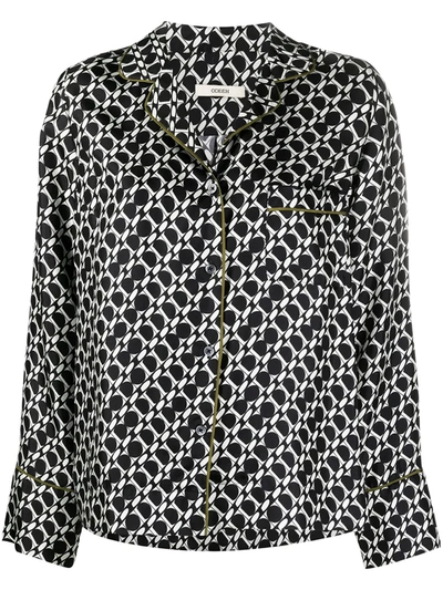 Odeeh Geometric-print Silk Shirt In Black