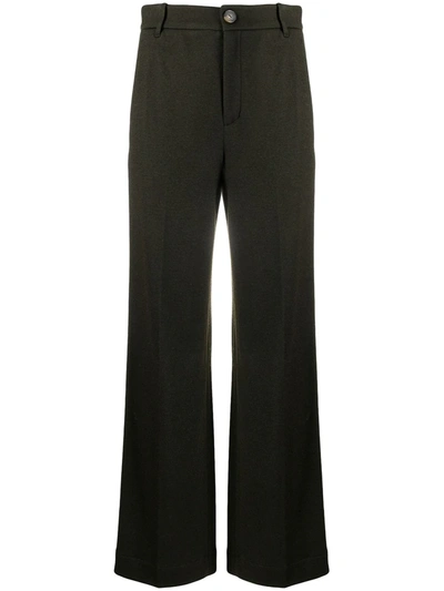 Vince High-rise Wide-leg Trousers In Green