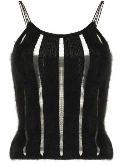 Pre-owned Saint Laurent Open-stitch Knitted Top In Black