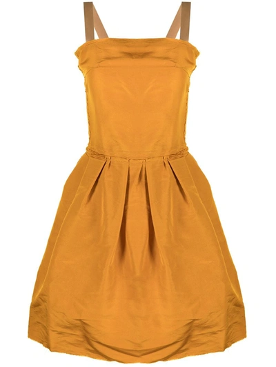 Pre-owned Lanvin Square-neck Dress In Yellow