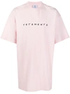 VETEMENTS FRIENDLY LOGO-EMBROIDERED COTTON T-SHIRT