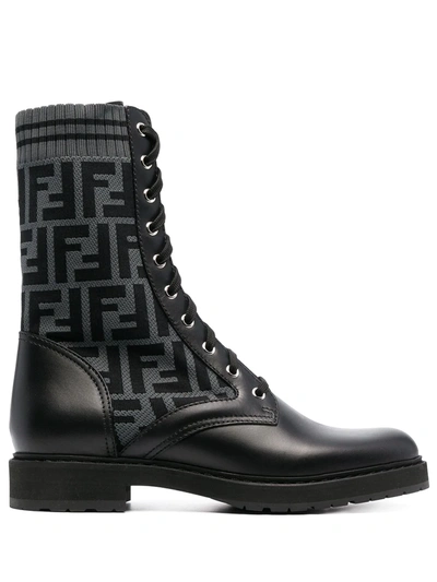 Fendi Schuhe Ff Combat Boots In Black
